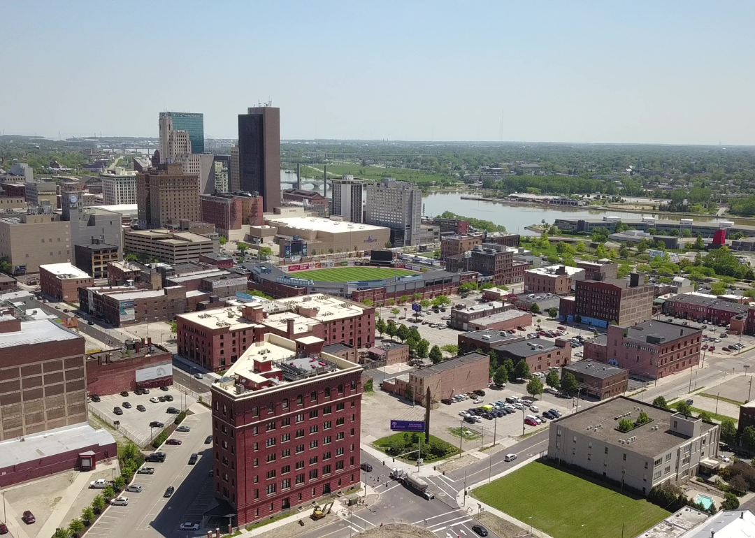 An aerial view of downtown Toledo.