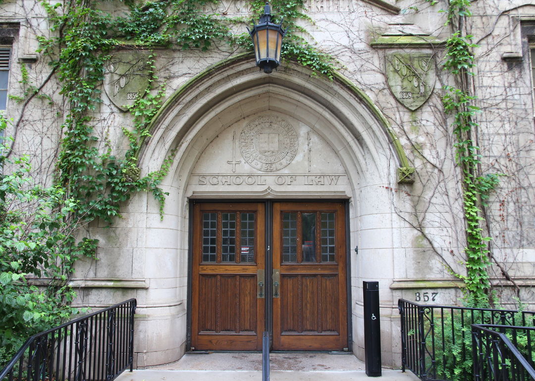 The School of Law entrance at Northwestern.