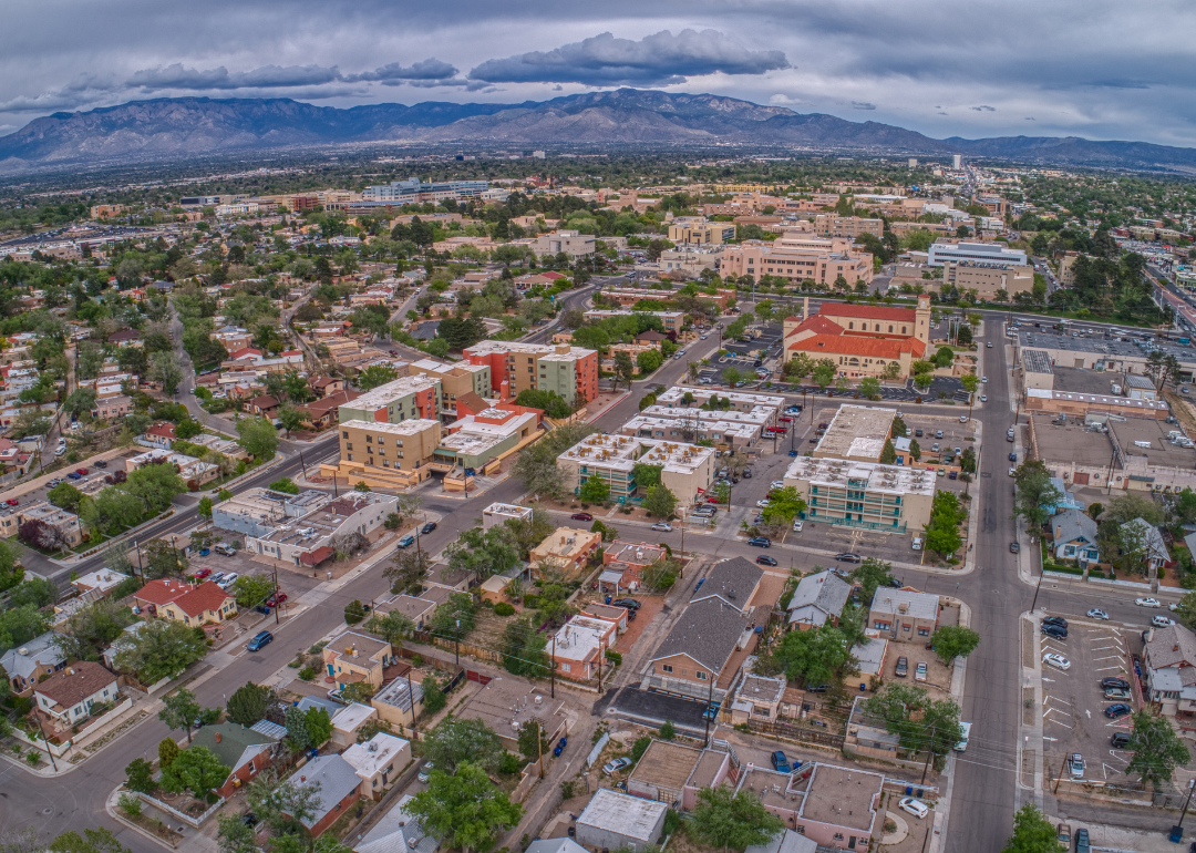 An aerial view of University of New Mexico.