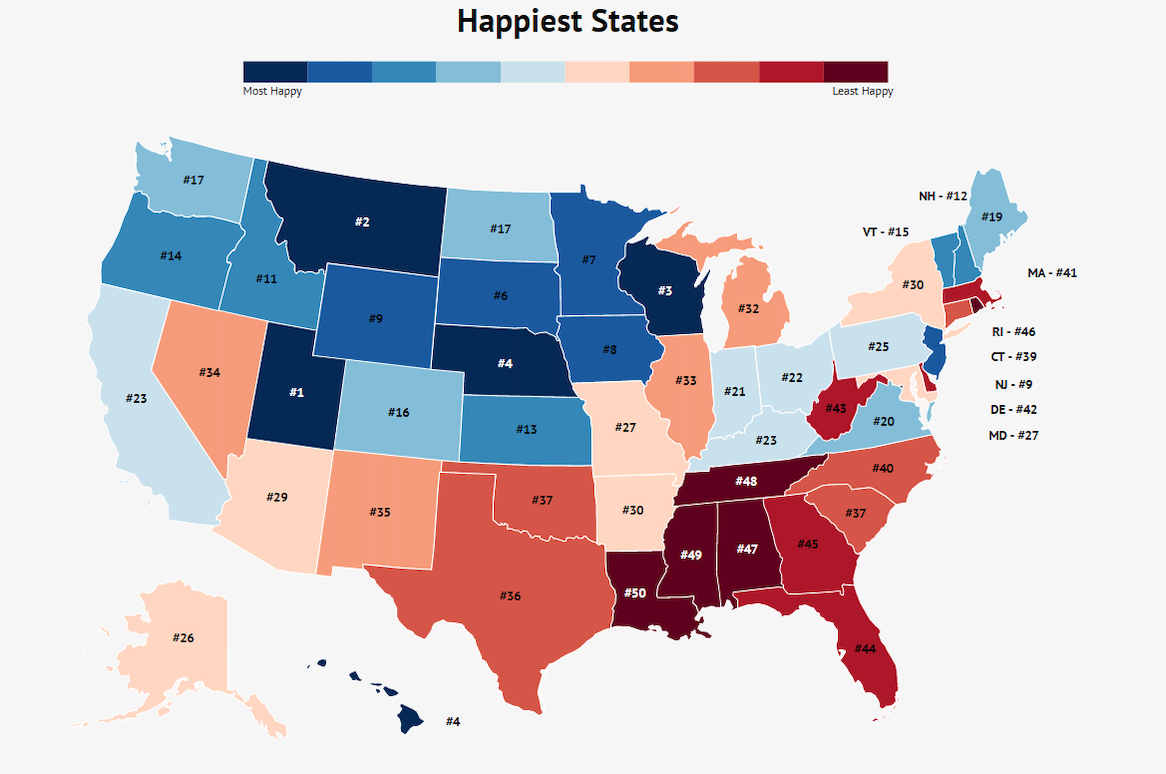 Here Are The Happiest States | Stacker