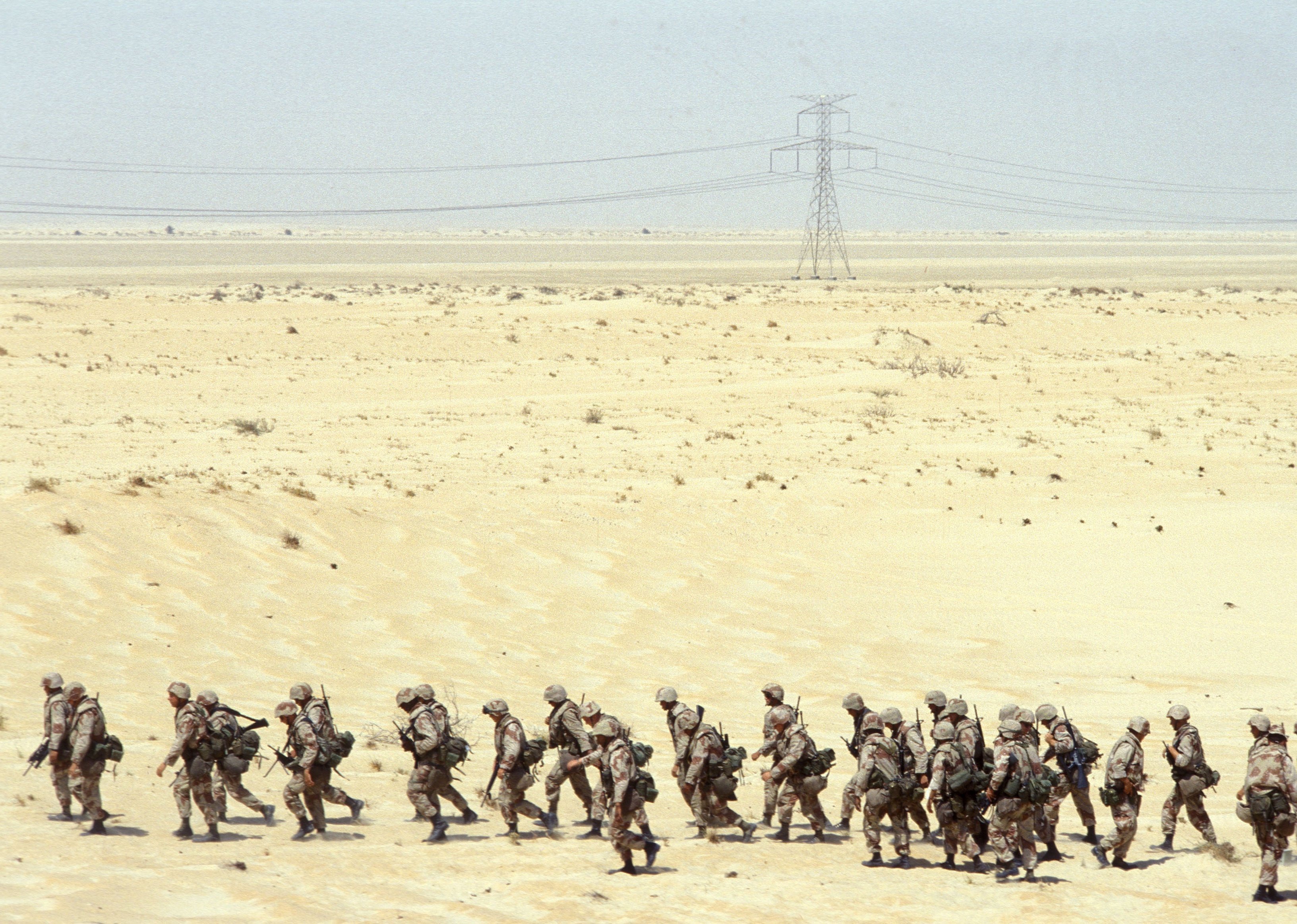  American troops at Dahran airport in Saudi Arabia, during Operation Desert Shield.