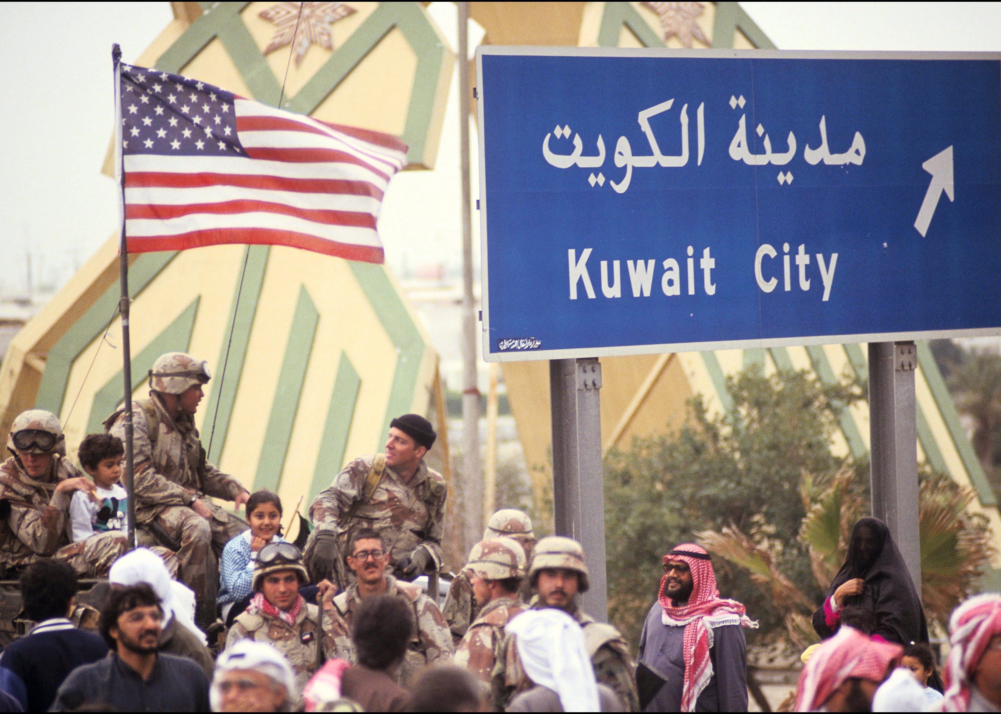 Allied forces liberate Kuwait City.