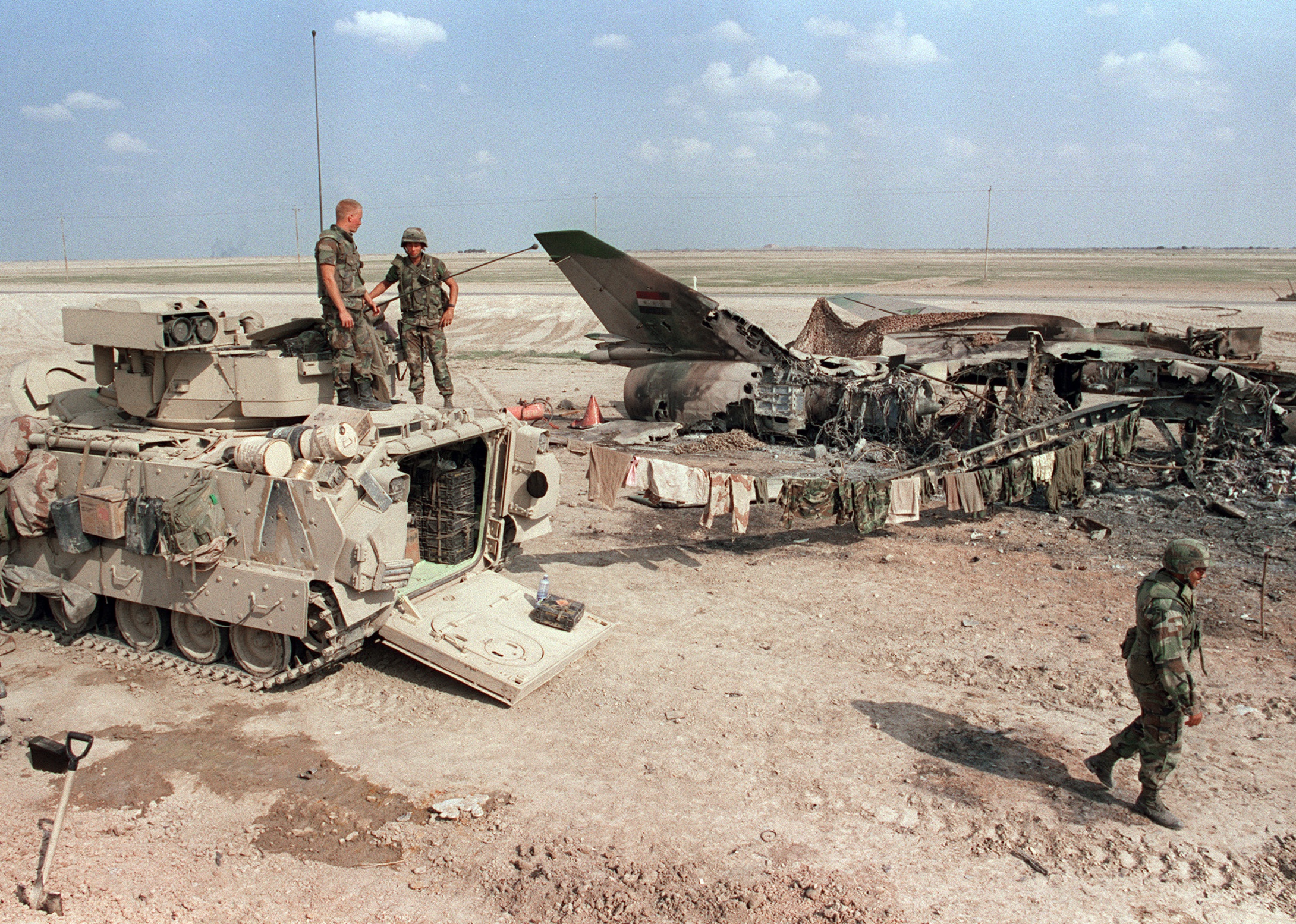 U.S. soldiers stand guard March 26, 1991, at the Nasiriyah air base.