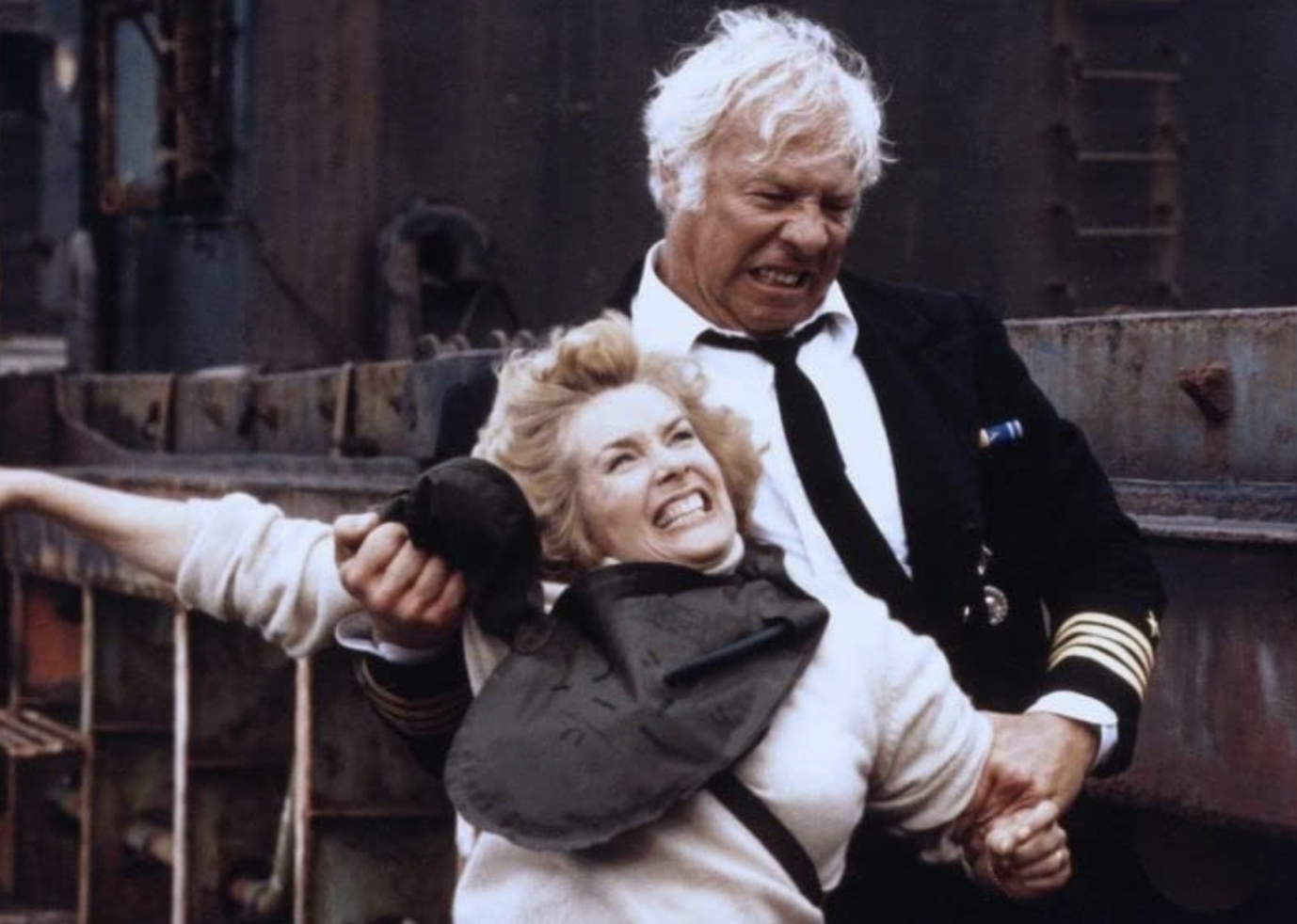George Kennedy and Sally Ann Howes in "Death Ship"