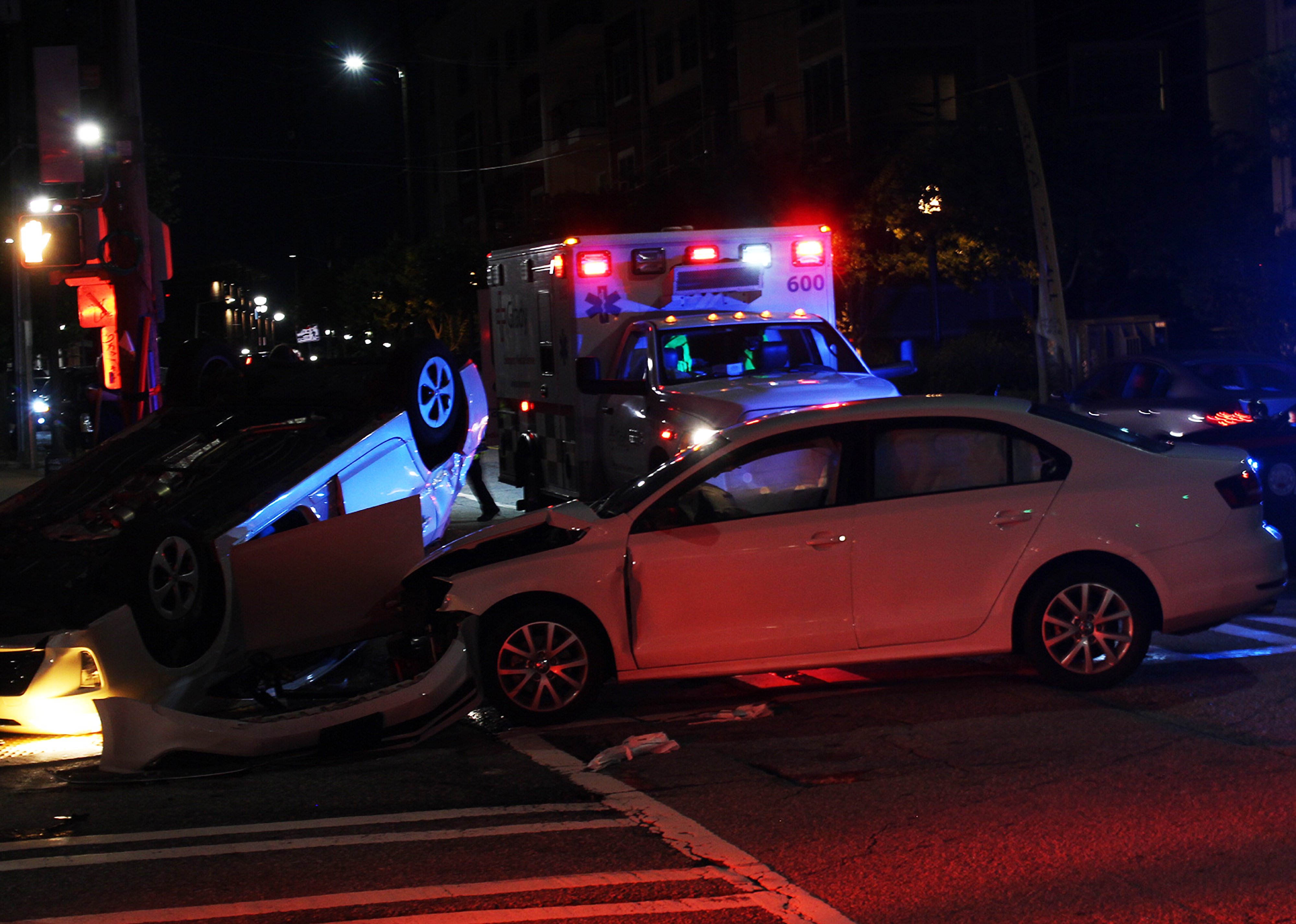 Car accident on city street in Atlanta.