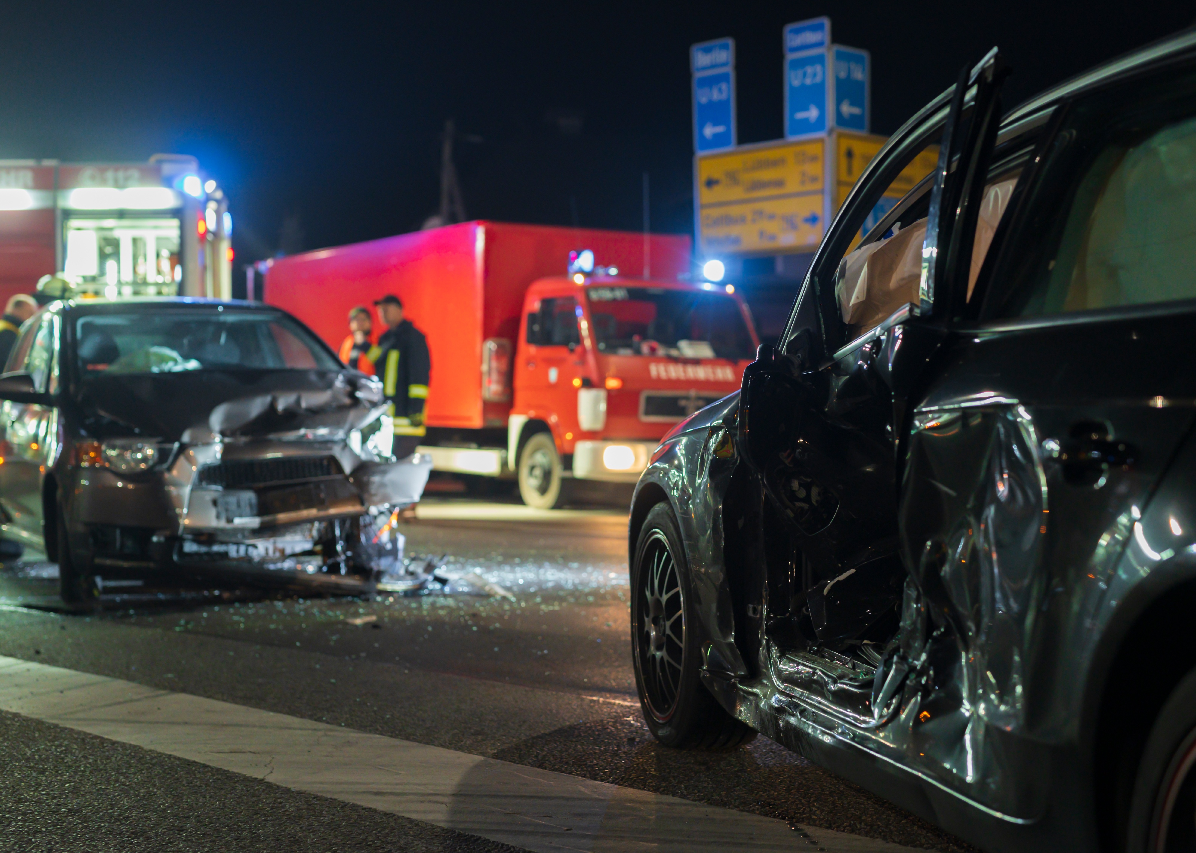 Traffic accident at an intersection.