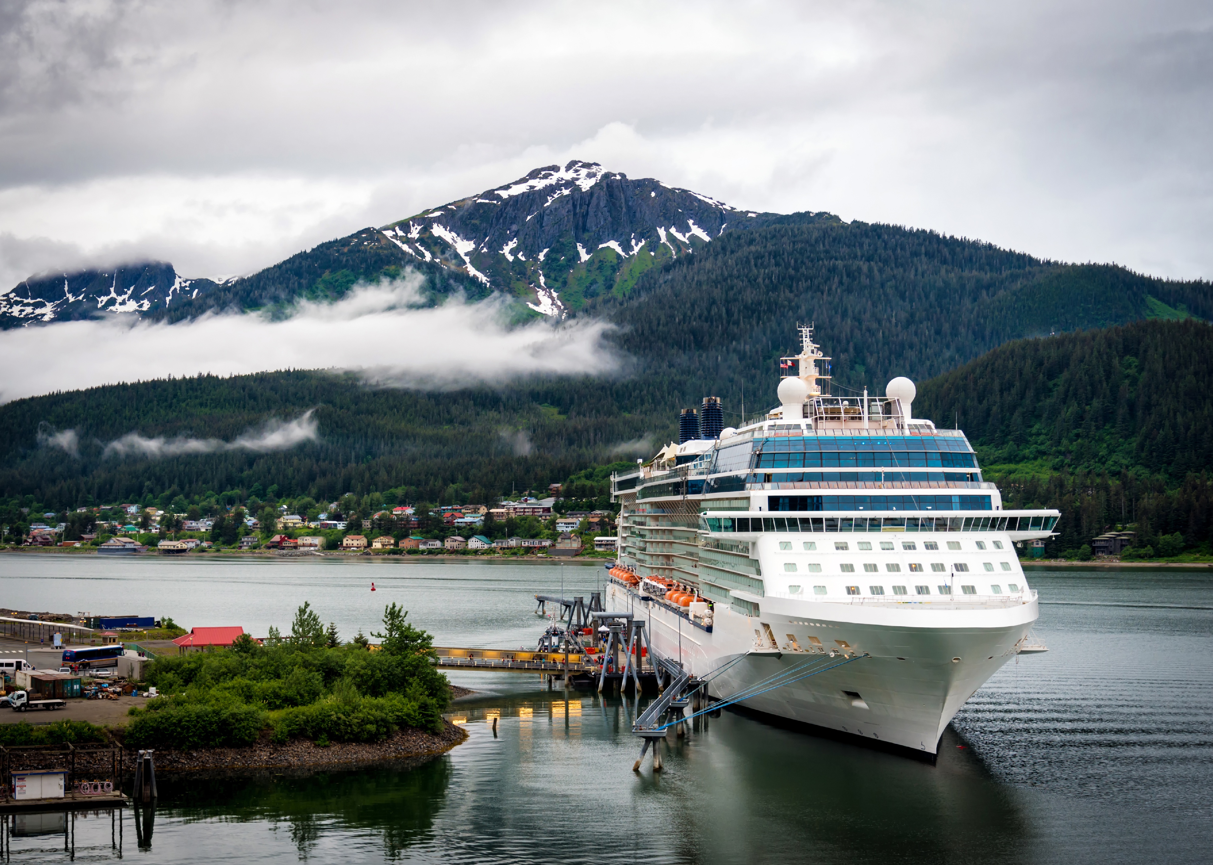 Cruise ship at port in Juneau, Alaska.