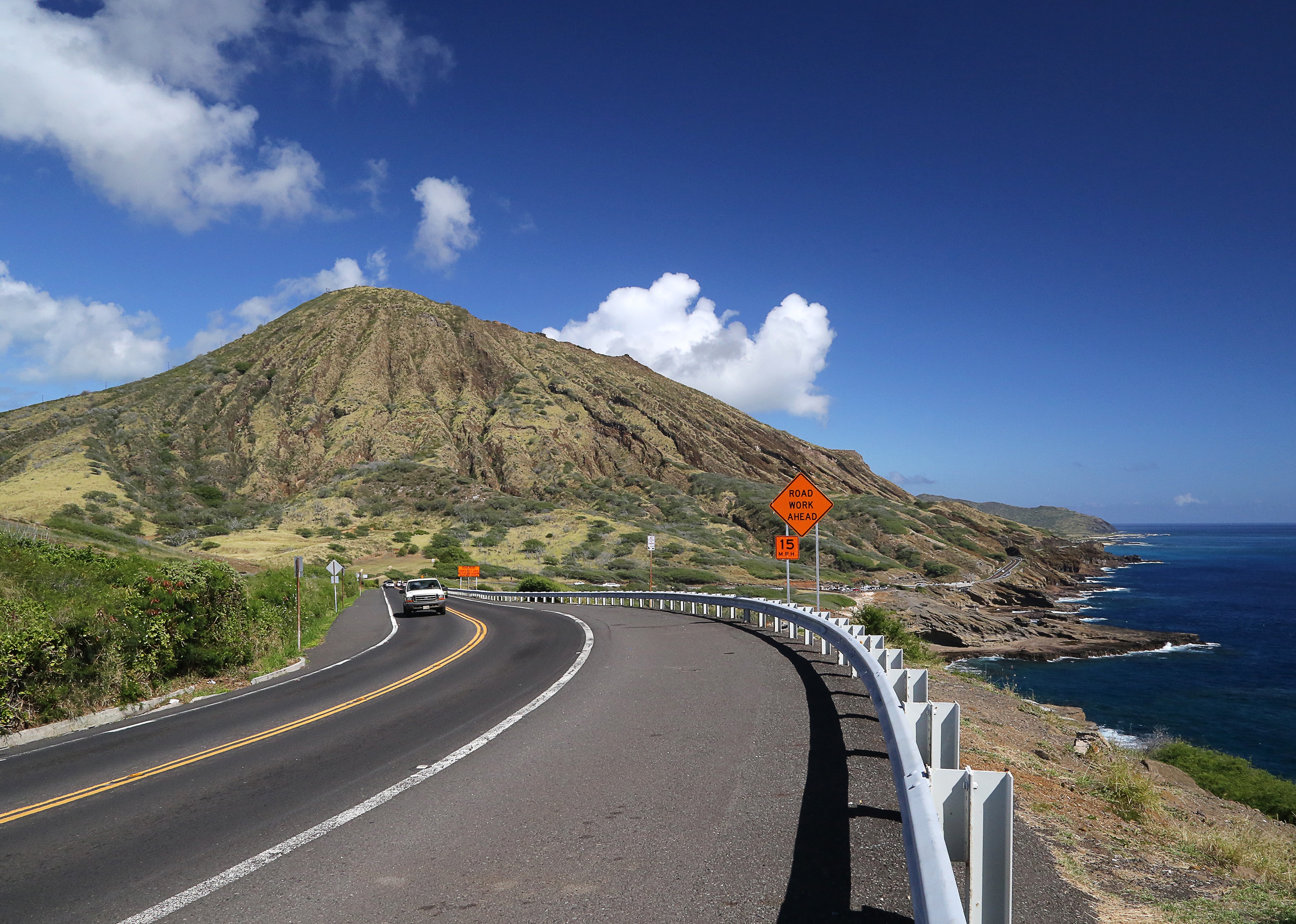 Hawaii road and mountain.