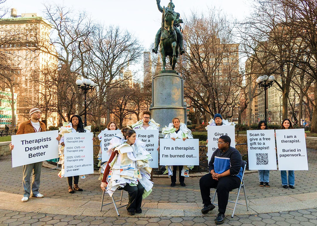 Therapists gathered to seek help with burnout.