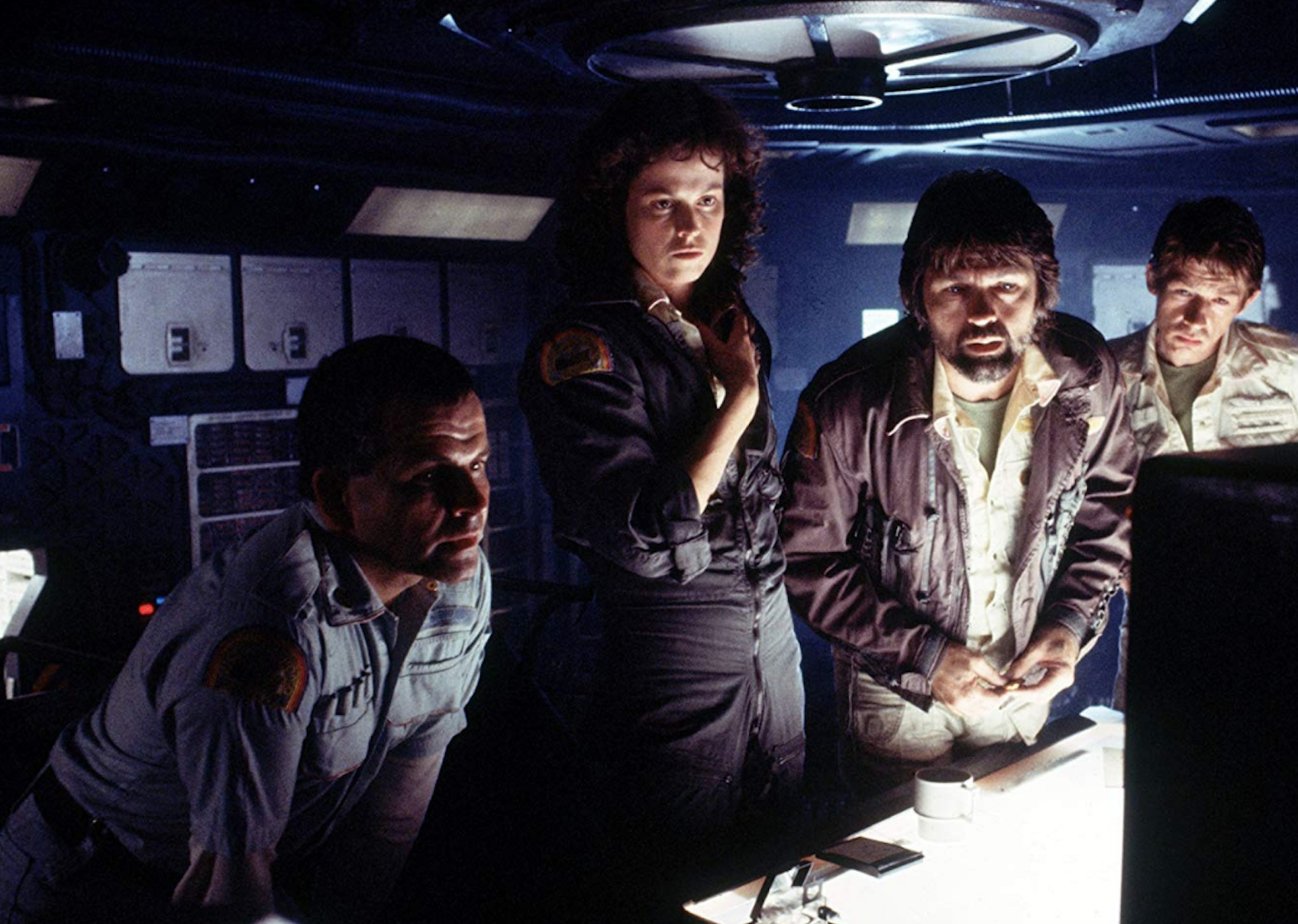 Actors in a scene from Alien.