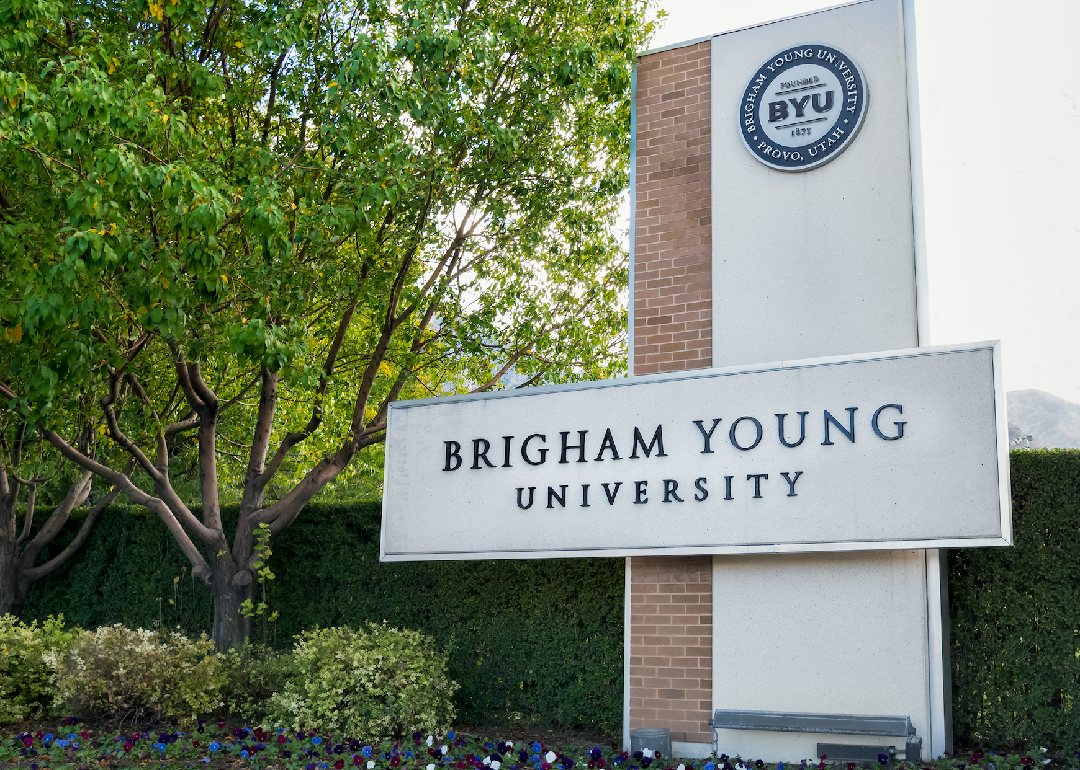 Brigham Young University sign on campus.