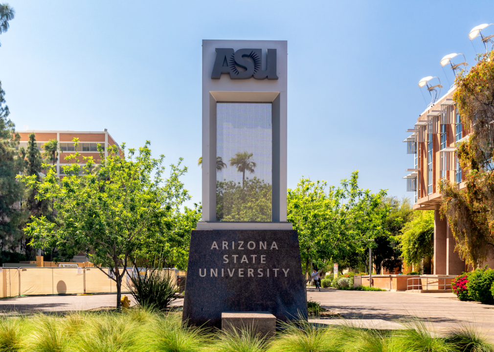 Arizona State University sign on campus.