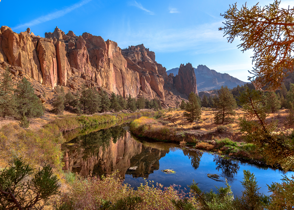 The beautiful Canyon and River Trail on the Crooked River in Smith Rock State Park.