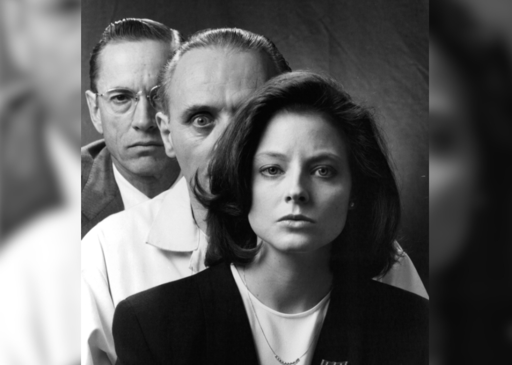 Scott Glenn, Anthony Hopkins, and Jodie Foster pose for the movie ‘The Silence of the Lambs’.