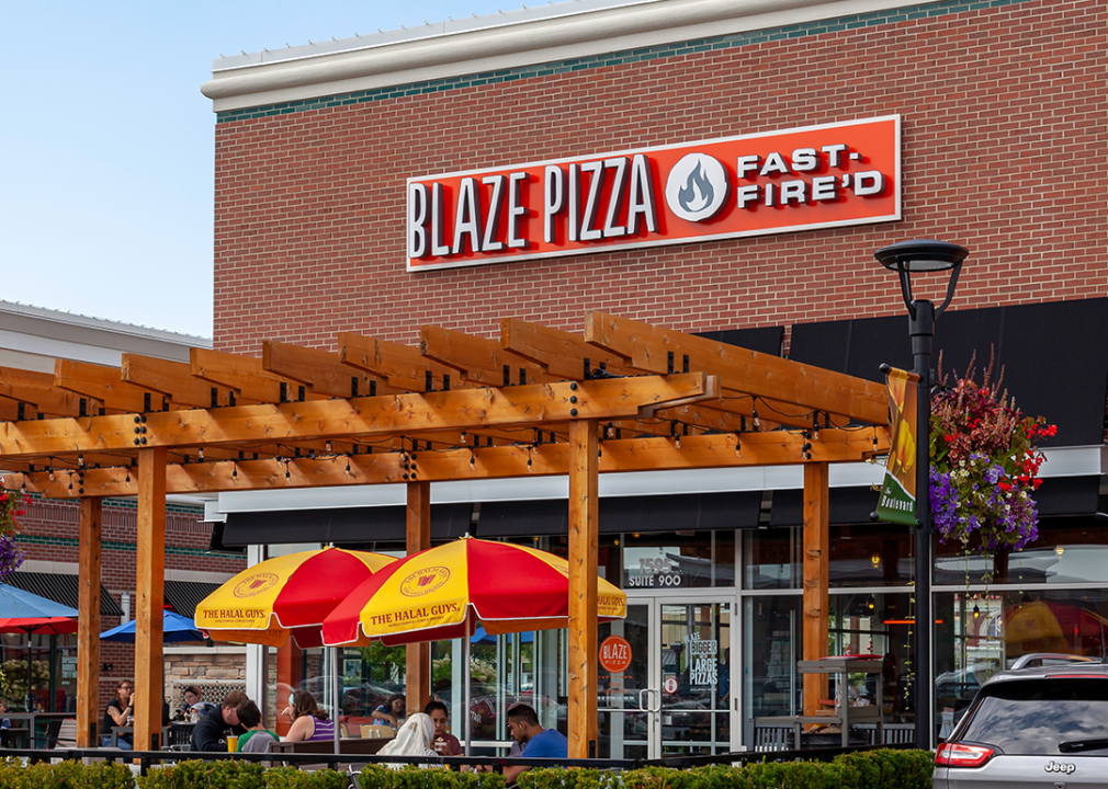 Exterior of a Blaze Pizza Fast Fired restaurant.