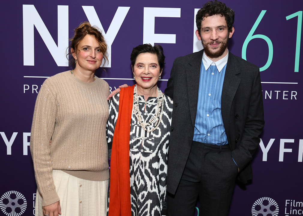 Alice Rohrwacher, Isabella Rossellini, and Josh O'Connor pose for press at the New York Film Festival.