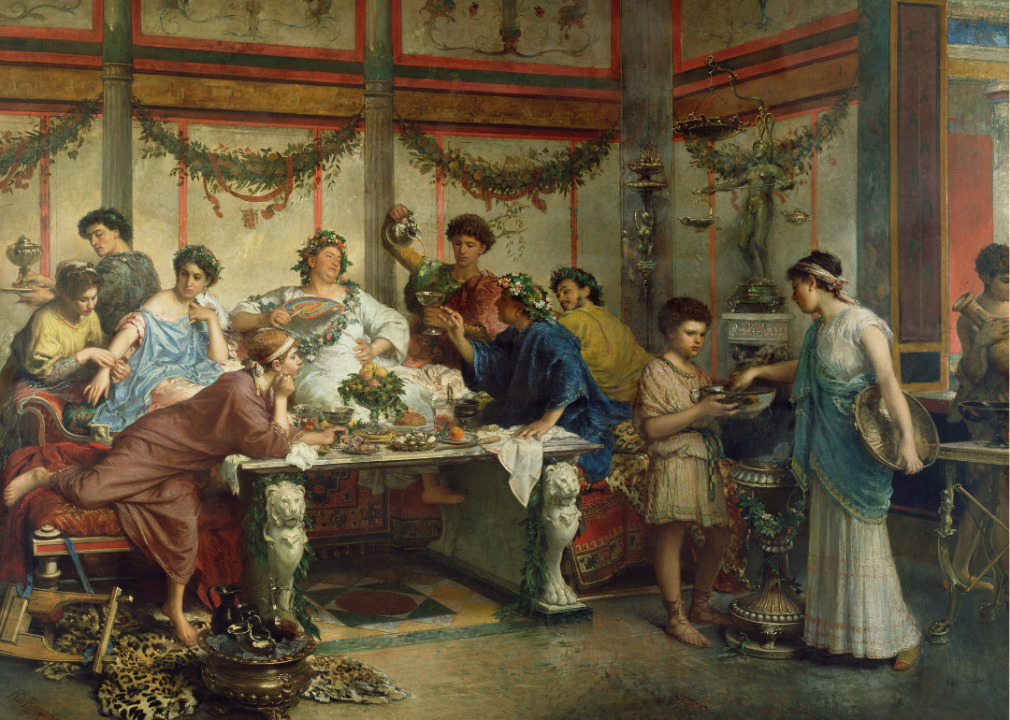 The Roberto Bompiani painting, A Roman Feast (Saturnalia).