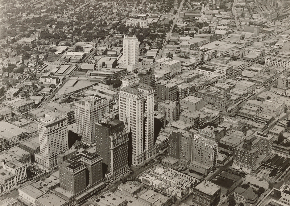 Aerial view of downtown Dallas.