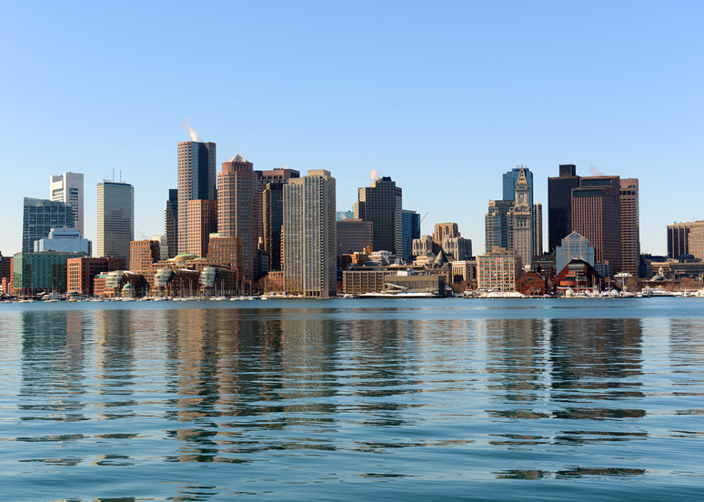 Boston Skyline and Custom House from East Boston.