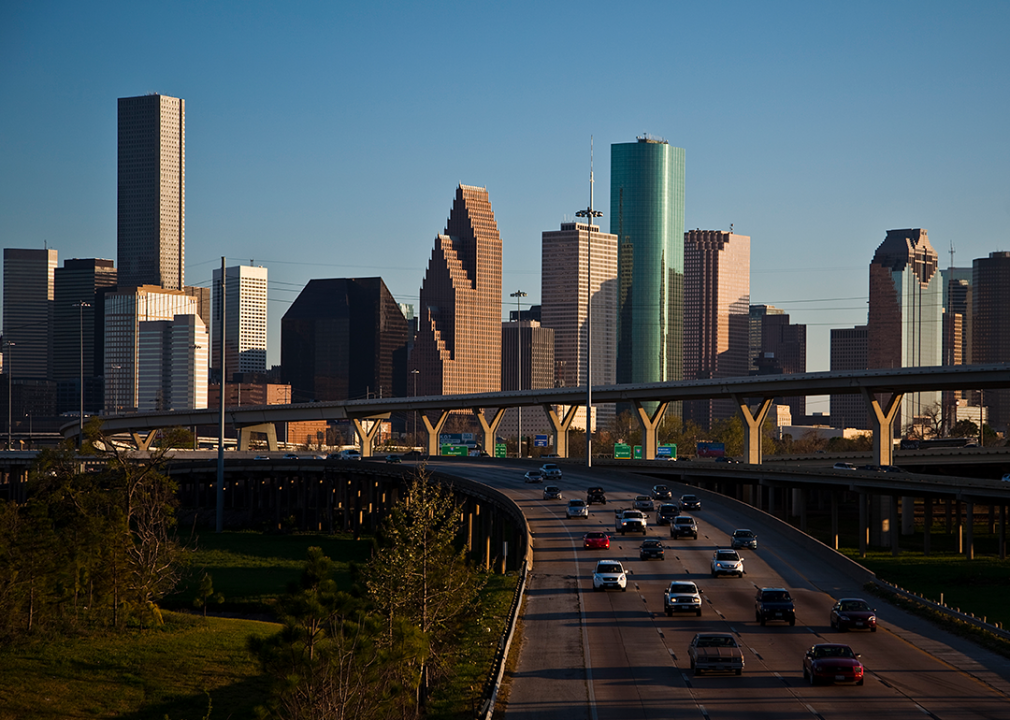 Houston skyline with northbound IH-45.