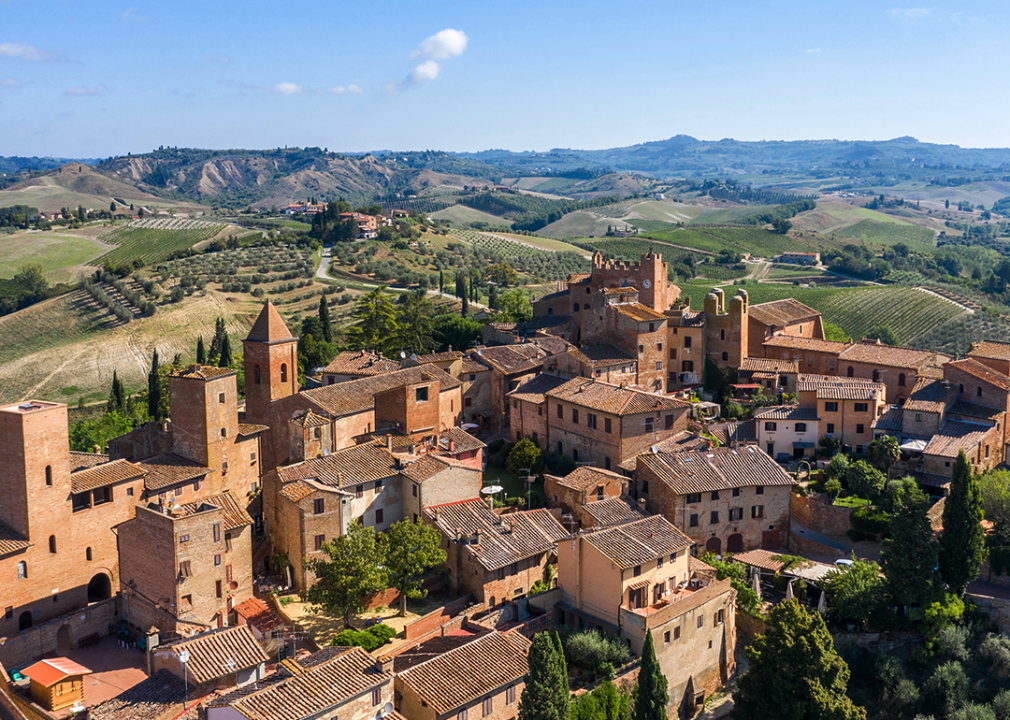 Aerial view of the medieval town of Certaldo.