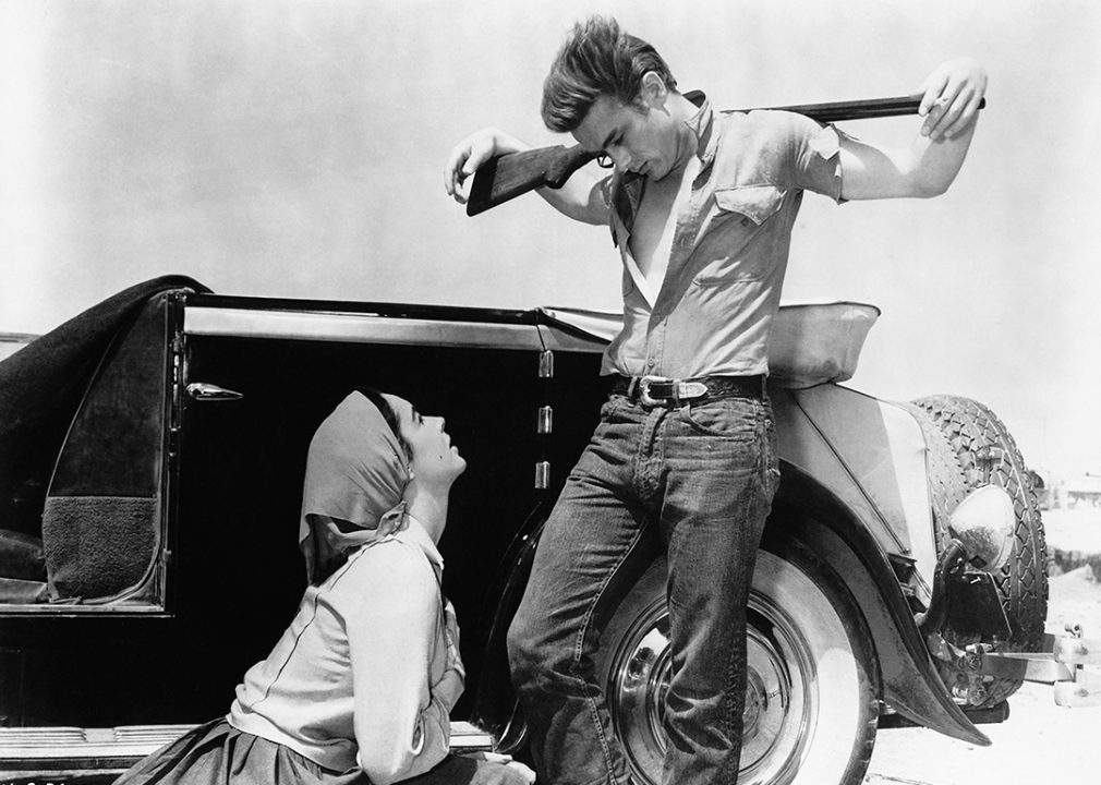 James Dean and Elizabeth Taylor in a publicity photo for "Giant."