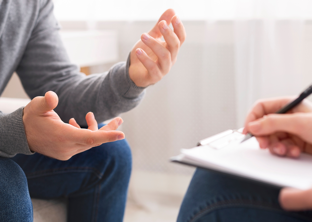 Patient and doctor discuss treatment plan.