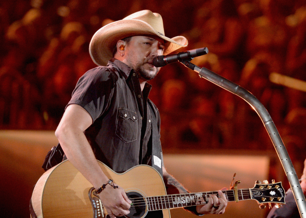 Jason Aldean performs at the Academy Of Country Music Awards.