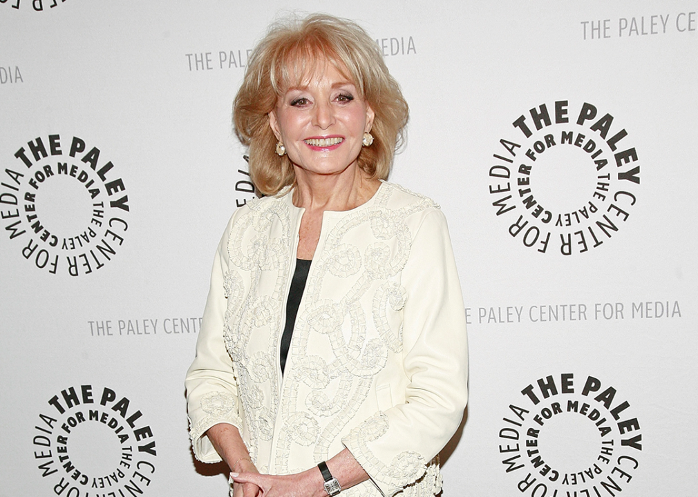 Barbara Walters poses on at an event.