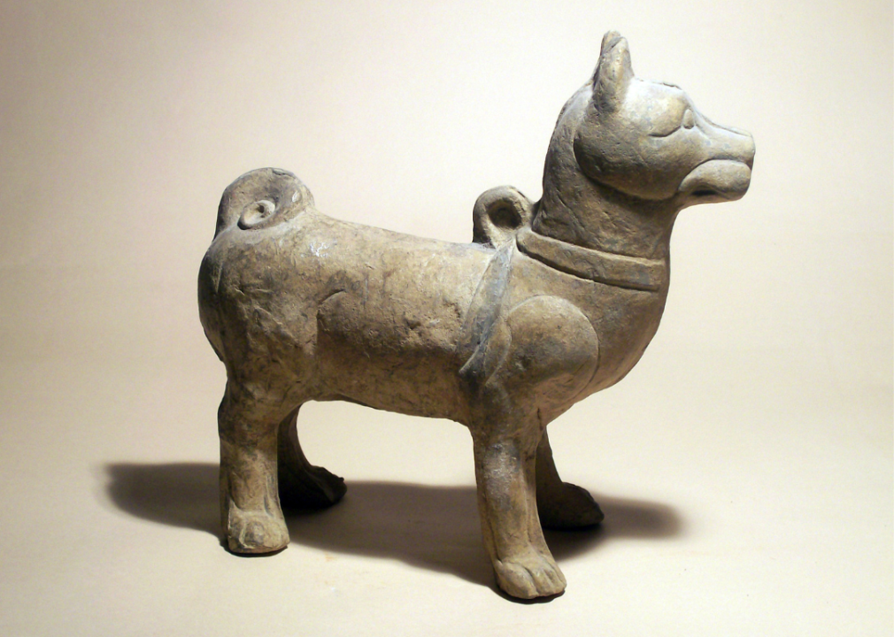 Ancient Chinese pottery figure of guard dog