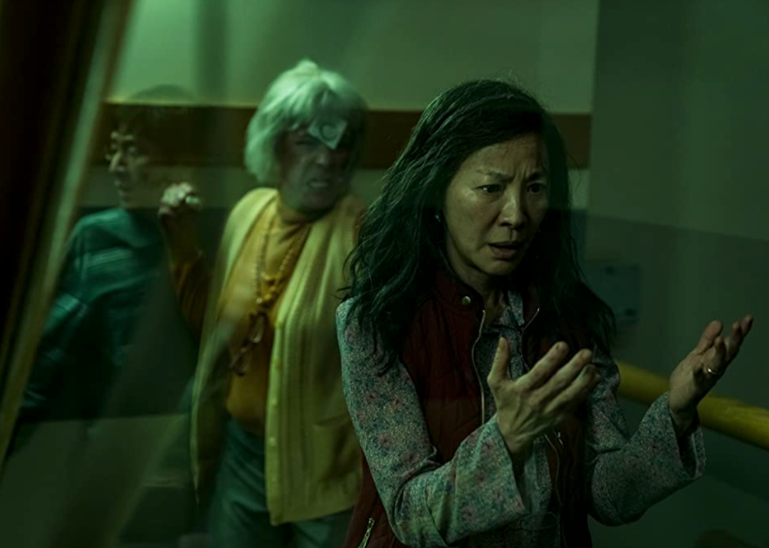 Jamie Lee Curtis, Michelle Yeoh, and Ke Huy Quan in ‘Everything Everywhere All at Once’.