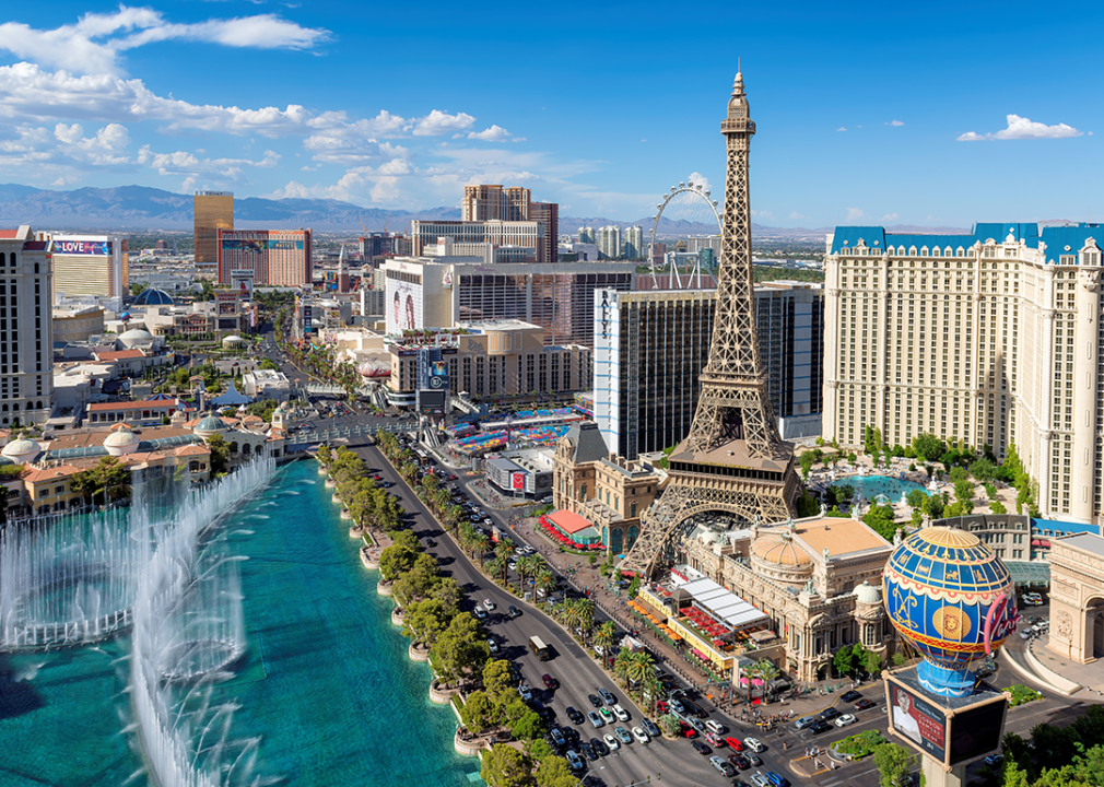 #23. Las Vegas Elevated view of the Las Vegas strip in summer.