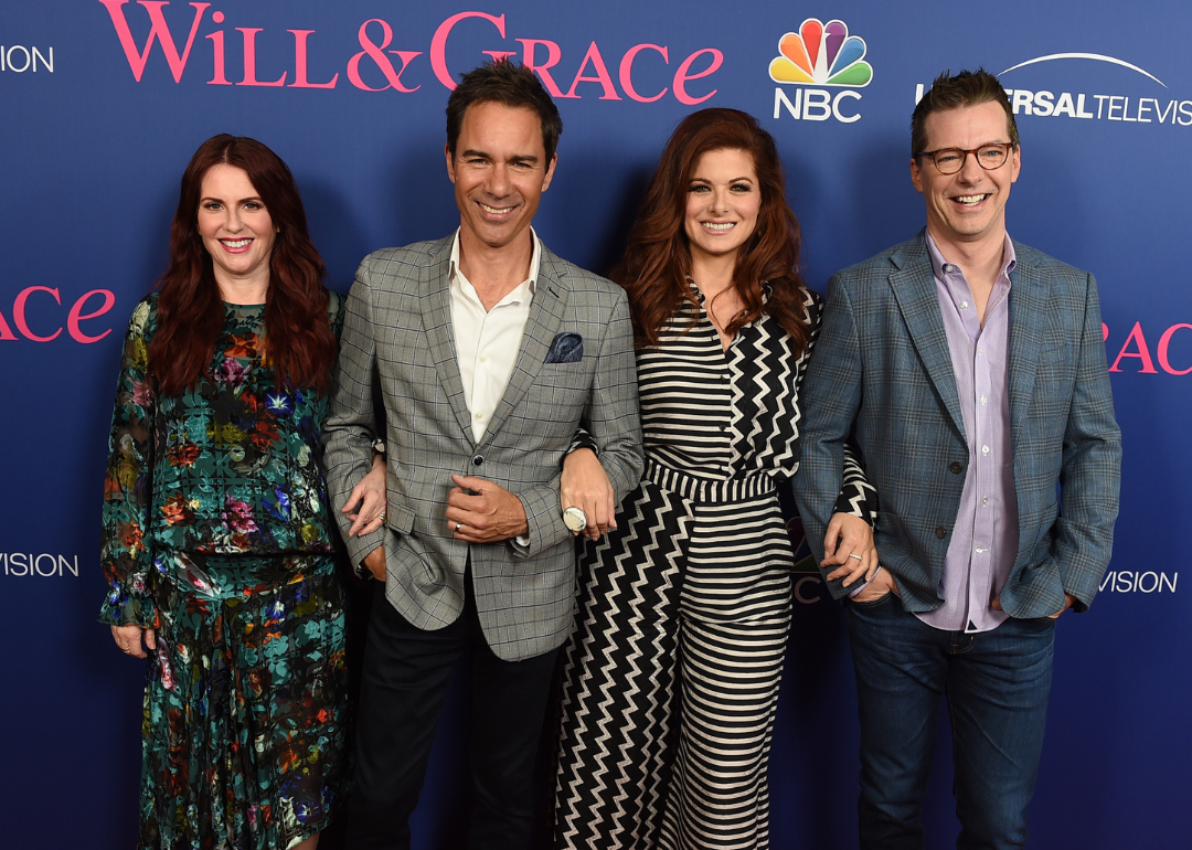 Megan Mullally, Eric McCormack, Debra Messing and Sean Hayes pose at ‘Will & Grace’ event