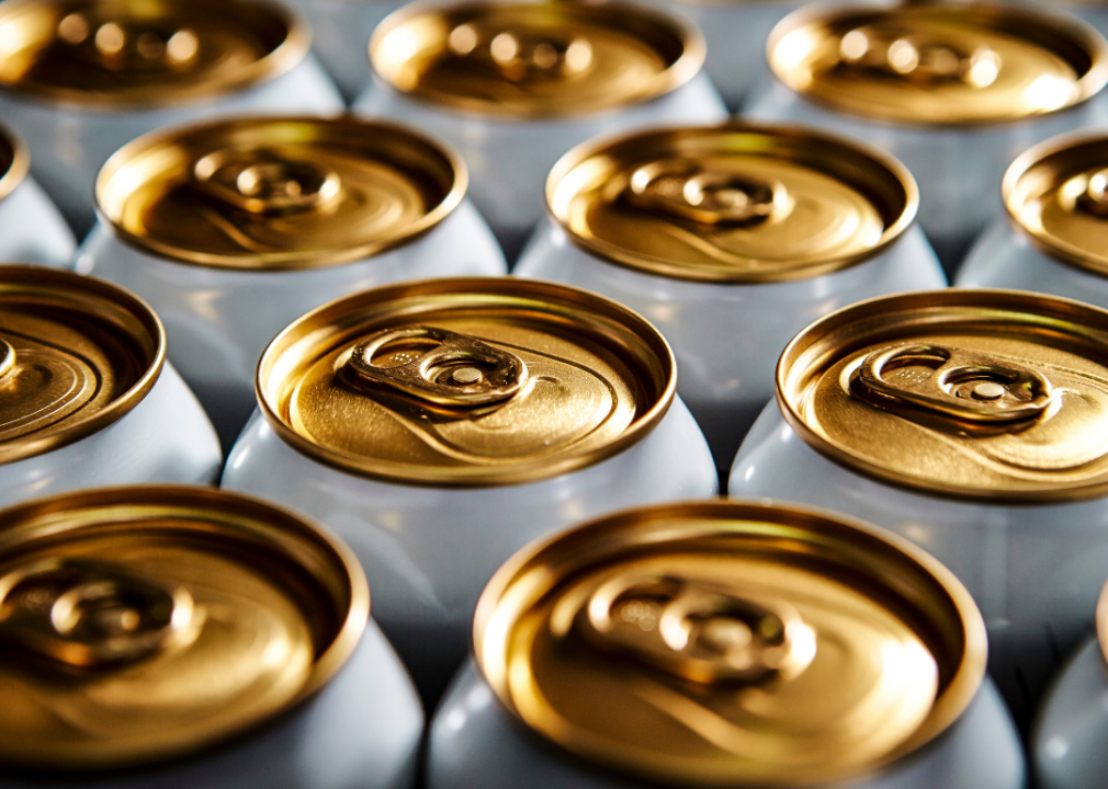 Close up beer cans.