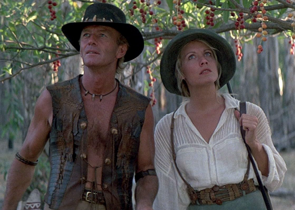 #34. Crocodile Dundee II (1988) Paul Hogan and Linda Kozlowski in ‘Crocodile Dundee II’.