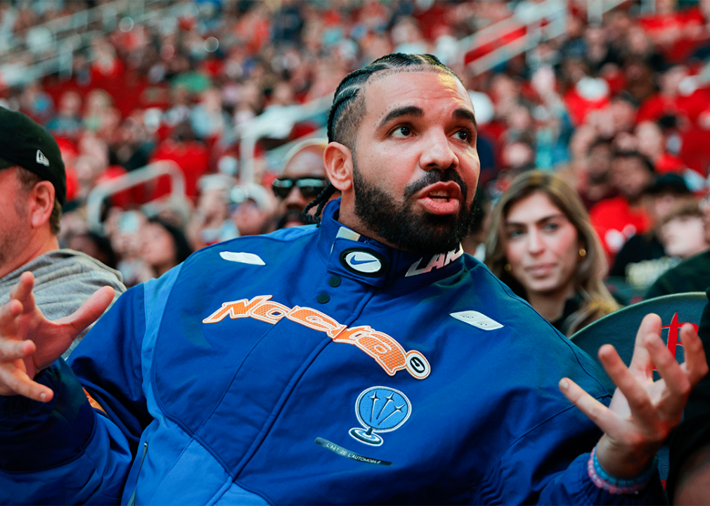 Drake attends a game between the Houston Rockets and the Cleveland Cavaliers.