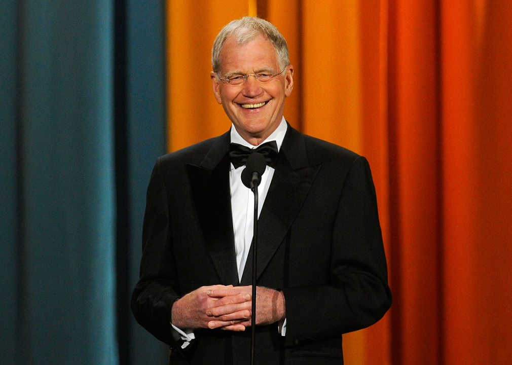 David Letterman speaks onstage at the First Annual Comedy Awards.