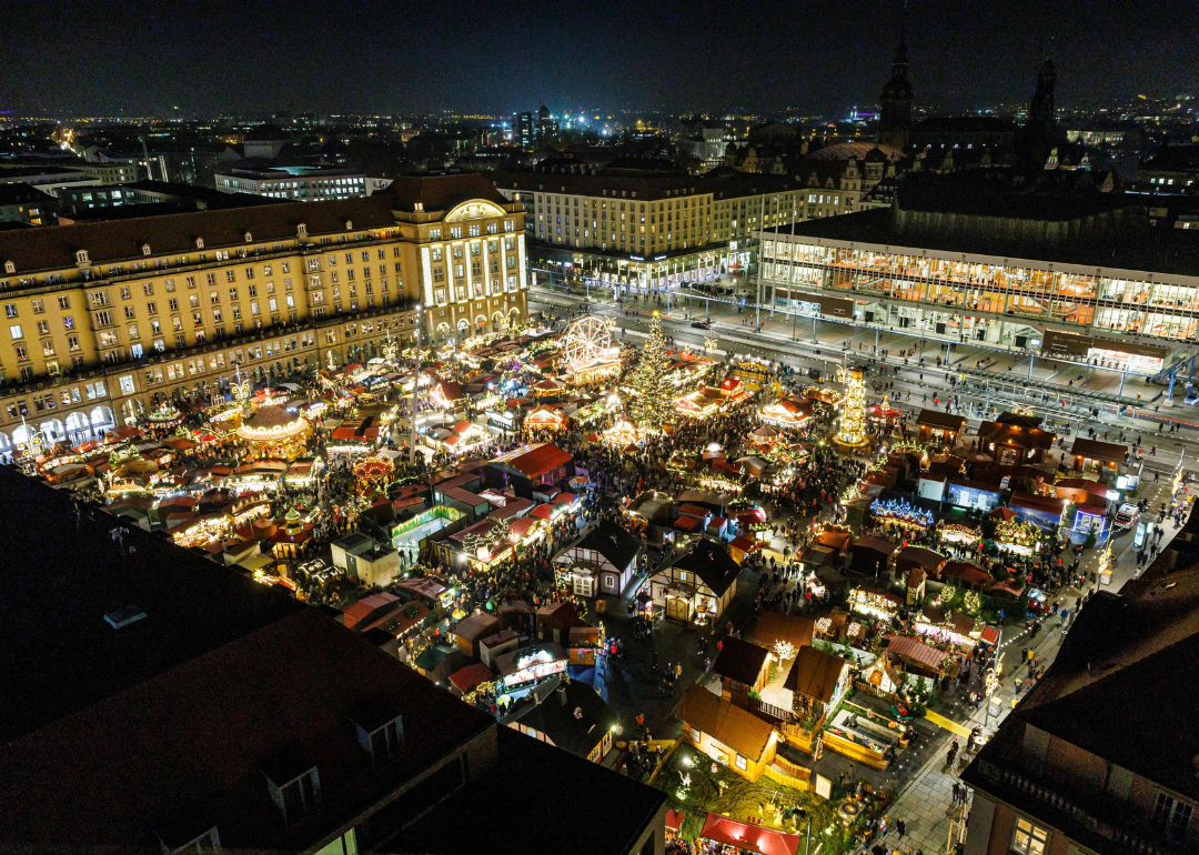 Aerial view of the Dresden Striezelmarkt.