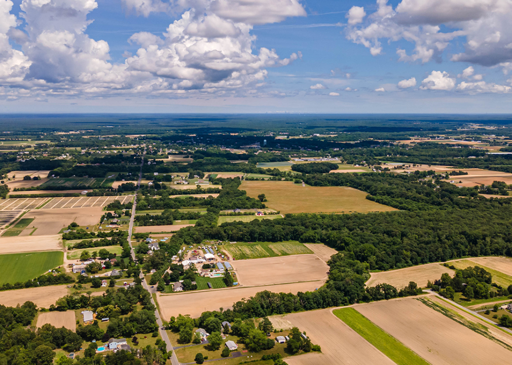 Aerial view of farmland in southern New Jersey.