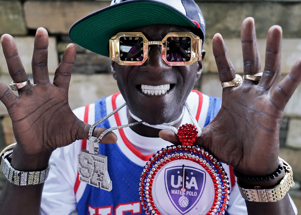 Flavor Flav poses for portrait at the Paris 2024 Olympics Games.