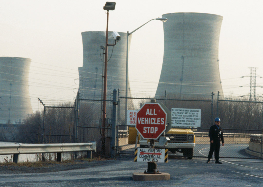 View of the Three Mile Island nuclear power plant.