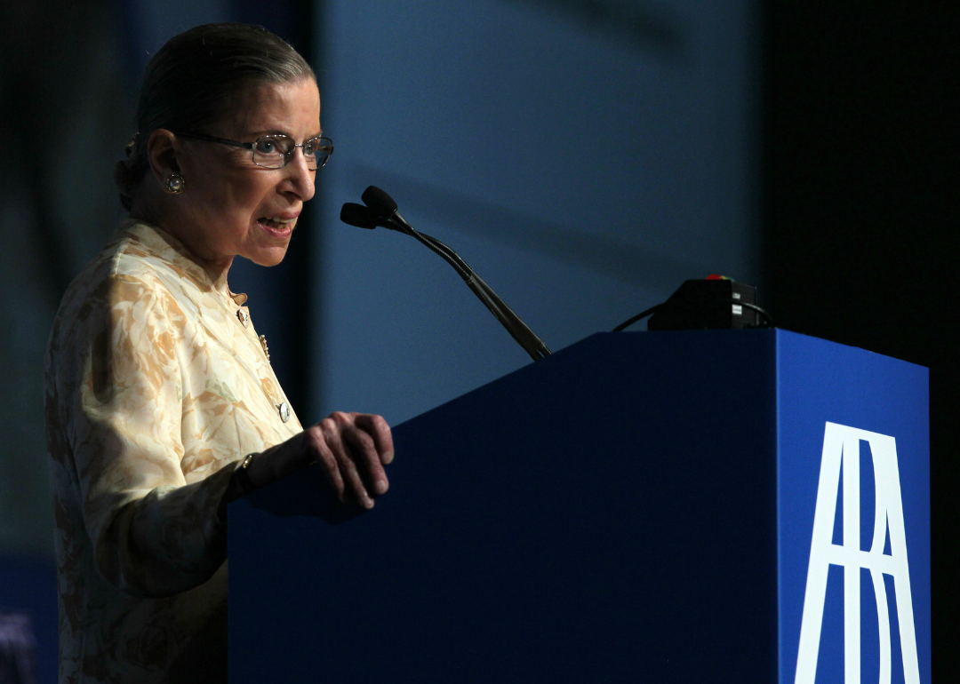 Supreme Court Justice Ruth Bader Ginsburg speaking at ABA Award event.