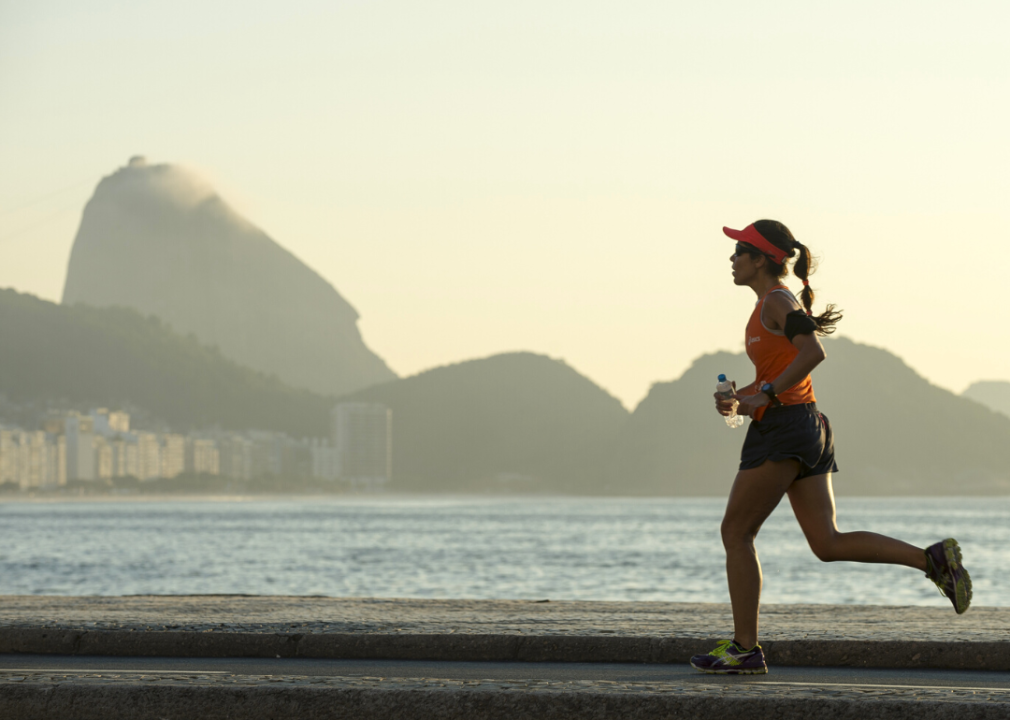 Jogger on Copacabana boardwalk