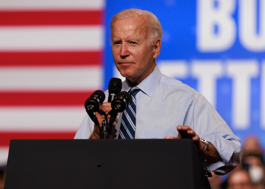 President Joe Biden speaks at a rally