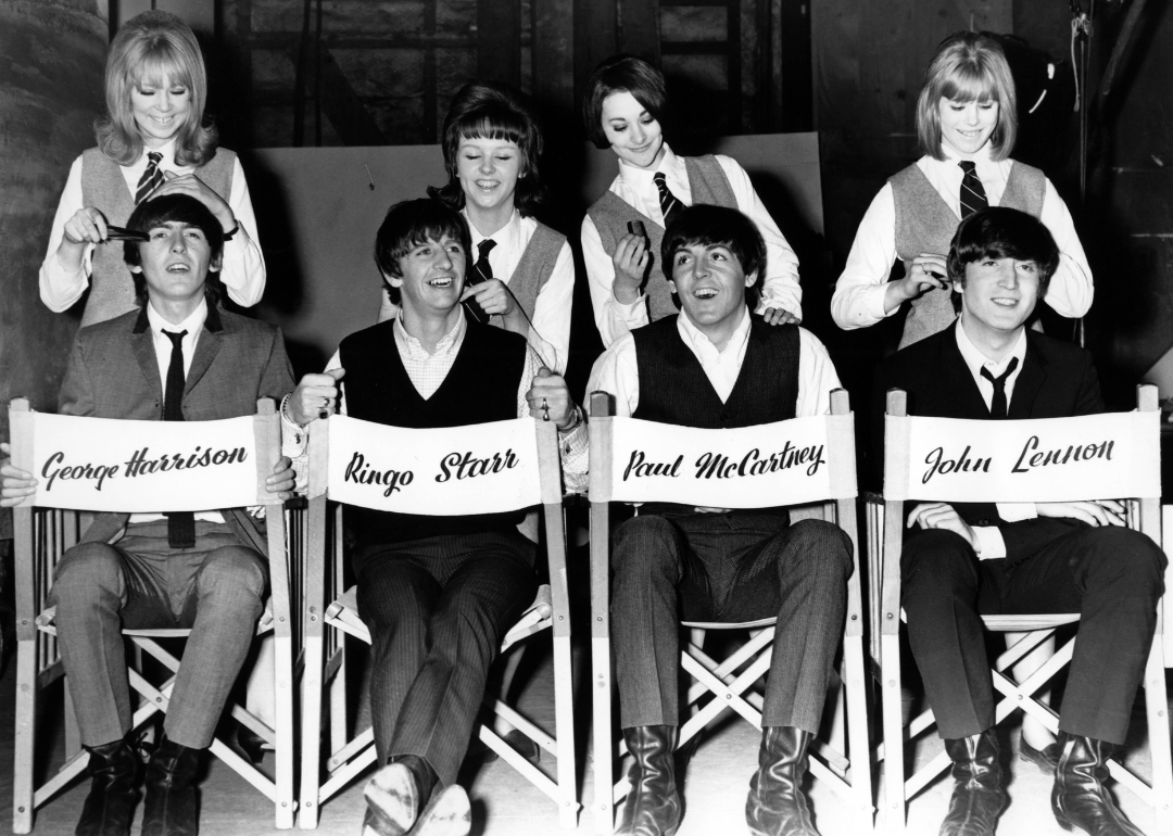 The Beatles during the filming of ‘A Hard Day’s Night.'