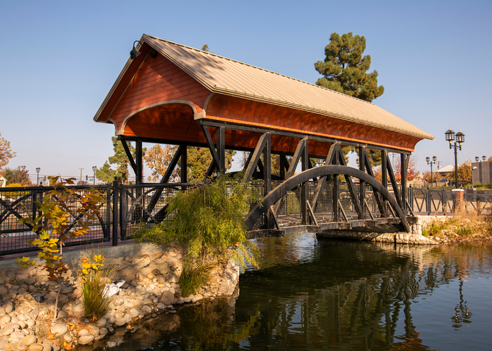 Autumn view of public park in downtown Bakersfield.