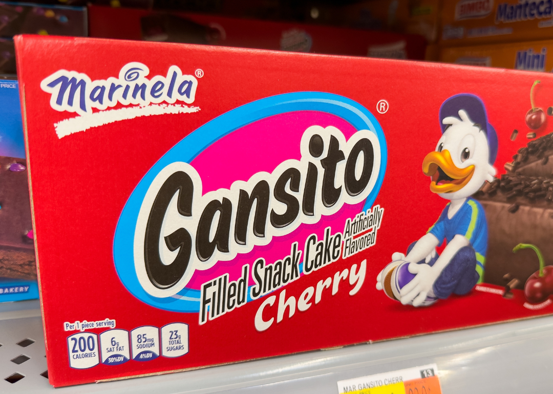 Gansito Filled Snack Cake box in supermarket.