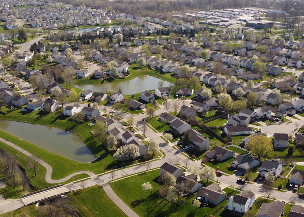 Aerial view of residential housing in Noblesville.