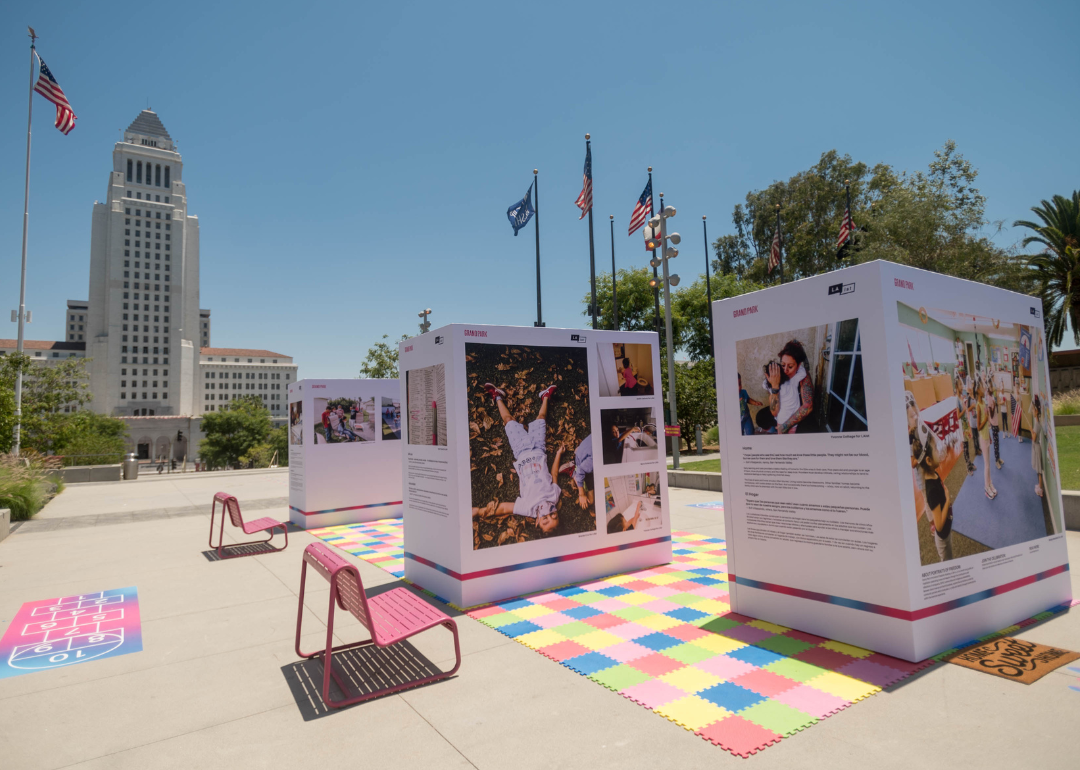 Portraits of Freedom art installation at Los Angeles Grand Park