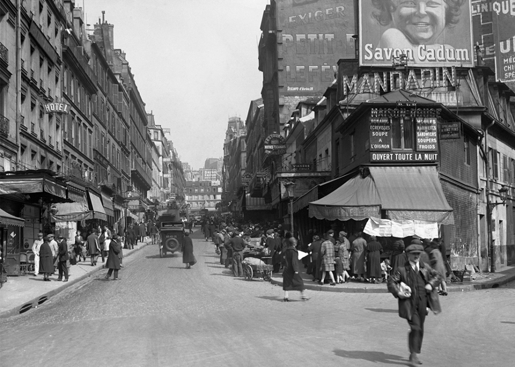 Street view of Rue Lepic in Montmartre.